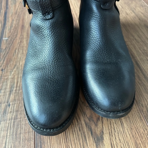 Tory Burch Amanda Riding Boots Tall Double T Medallion Logo Leather - Picture 5 of 6